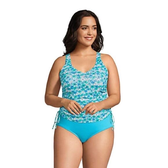Lands' End Women's Blue Floral Swimsuit - Picture 3 of 9